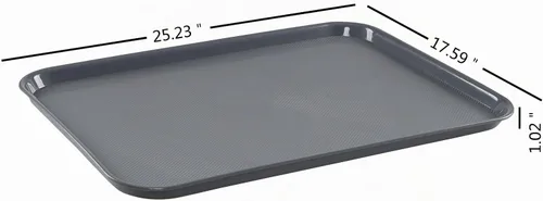 Vista 2 de 6 paquetes de bandejas de plástico grandes grises, bandejas multiusos de 25.23 x 17.59 pulgadas