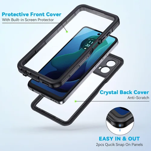 Vista 14 de Lanhiem Funda para Motorola Moto G 5G 2024, IP68, impermeable, a prueba de polvo, a prueba de golpes, con protector de pantalla integrado, cubierta