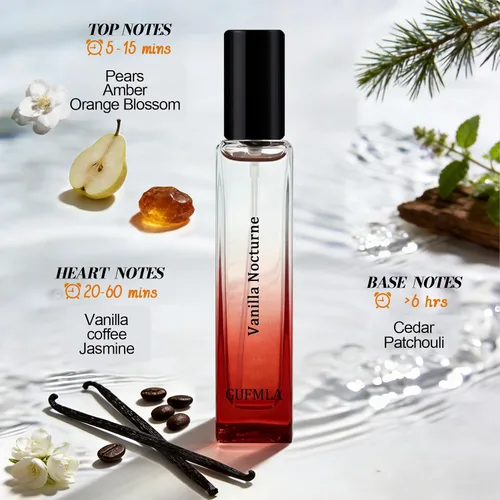 Vista 3 de Perfume de feromonas para mujer, perfume de vainilla ámbar, vainilla Nocturne Elixir de larga duración para mujer, Eau Fraiche de tamaño de viaje