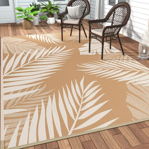 Vista 16 de GENIMO - Alfombra para exteriores de 6 x 9 pies, para patio, espacios amplios, reversible, de pajillas de plástico, alfombra impermeable para Azul