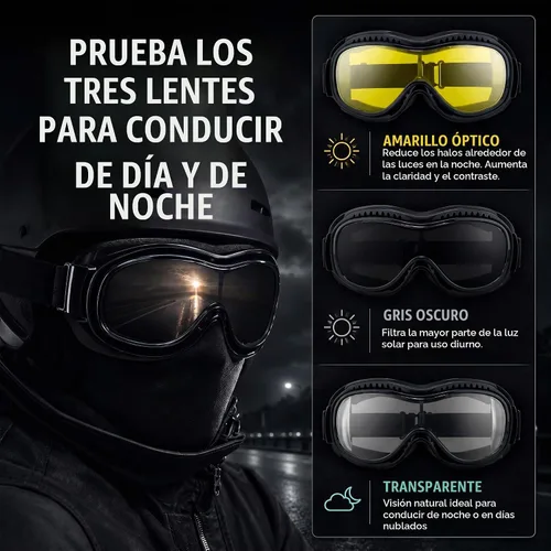 Vista 7 de Bikershades Gafas protectoras para gafas de moto, ciclismo, esquí, paracaidismo, trabajo al aire libre Transparente