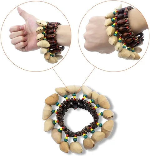 Vista 7 de Pulsera de concha de nueces estilo tribal africano Dora Nut Handbell Accesorios de percusión