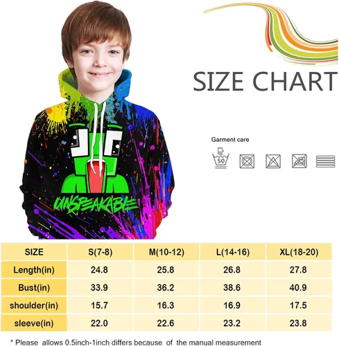 Vista 5 de Lyrwihn Youth Cartoon Novelty Hoodie Kids 3D Printed Game Hooded Sweatshirt Sports Hoodie