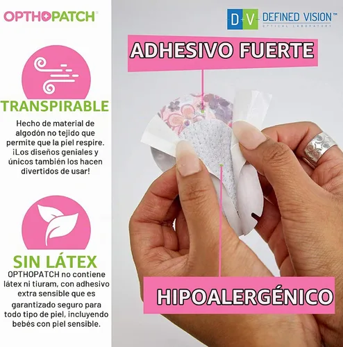 Vista 4 de Opthopatch Defined Vision - Parches para ojos para niños, diseño divertido para niñas [Serie II], 90 + 10 vendajes adhesivos de algodón