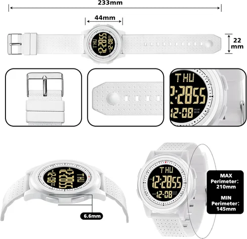 Vista 9 de NN BEN NEVIS Reloj digital para hombre, reloj digital con cronómetro, cuenta regresiva, alarma, doble hora, calendario, ultra fino, minimalista