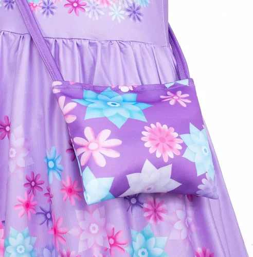Vista 6 de Encanto Mirabel Isabella - Vestido de disfraz para niñas cumpleaños Halloween con accesorios Azul verde