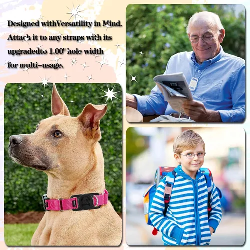 Vista 6 de Paquete de 2 soportes impermeables para collar de perro AirTag compatibles con Apple AirTag, soporte de silicona oculto para Airtag Tracker negro