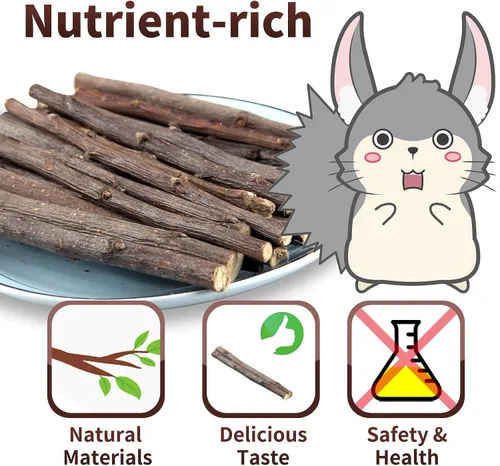 Vista 3 de 50-60 PCS Natural Rabbit Chew Toys, Treats, Timothy Sticks, Apple Sticks, Sweet Bamboo for Guinea Pig, Hamster, Chinchilla, Rat, Small Animals