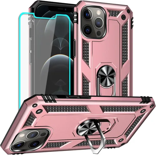Vista 29 de Yiakeng Funda para iPhone 12 Mini: Funda para iPhone 12 Mini con protector de pantalla HD, fundas protectoras de grado militar con anillo para Verde
