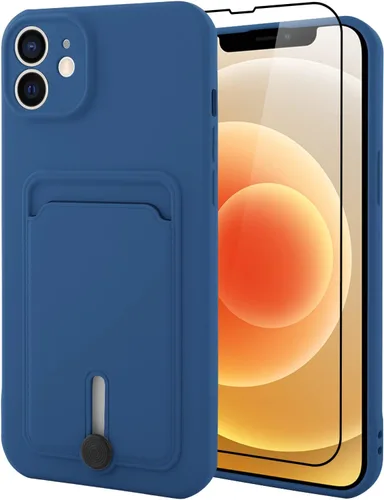Vista 17 de MZELQ Cartera de TPU Compatible con Funda iPhone 12, Portarjetas Protección de Cámara Cubierta + Protector de Pantalla, Ranura Empujable para Niñas