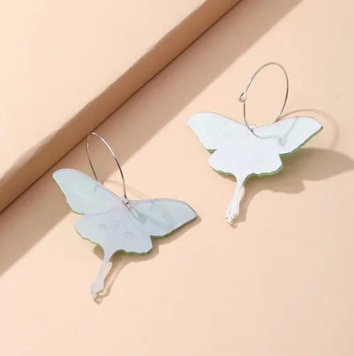 Vista 6 de Moth Butterfly Hook Earrings Insect Green Wings Drop Earrings For Women Girls