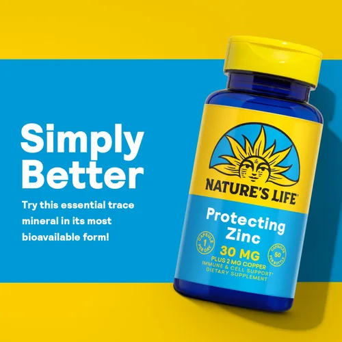 Vista 4 de Nature's Life Picolinato de zinc 30 mg más 2 mg de cobre - Suplemento de zinc quelado para apoyo inmunológico, cardiovascular, de piel, función