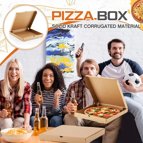 Vista 5 de Fullhawl 10 cajas de pizza de 14 x 14 pulgadas, caja de pizza corrugada marrón, resistente a la grasa, cajas de embalaje para tartas caseras