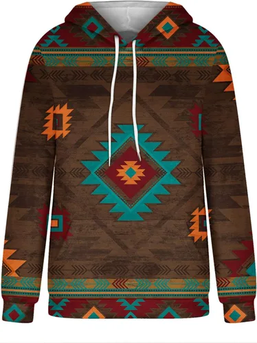 Vista 28 de Sudaderas con capucha azteca occidental para mujer, sudaderas de manga larga con gráficos vintage, camisetas de vaquera, ropa 2023