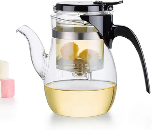Vista 2 de LightKing B-06 - Tetera de vidrio con infusor extraíble, hojas sueltas, 20.3 fl oz (20 oz), apta para estufas