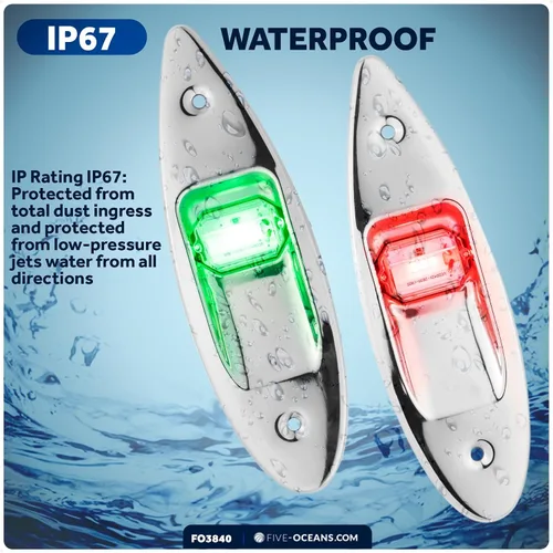 Vista 5 de Five Oceans Luces de navegación para barcos, luz de arco LED, luces de navegación para barcos rojas y verdes, luz lateral de montaje vertical, 12 V