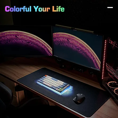 Vista 6 de UCINNOVATE - Soporte de teclado acrílico RGB para computadora, mini bandeja de teclado retroiluminada LED, teclado para juegos 60% interfaz USB