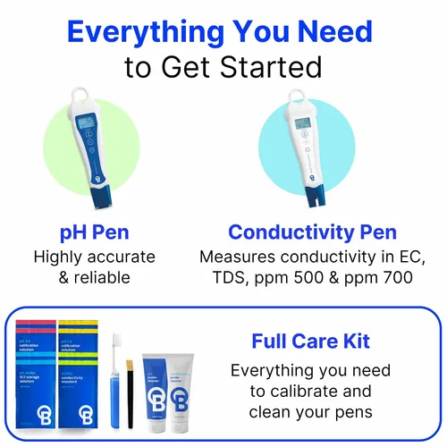 Vista 2 de Bluelab PENSTP Paquete Inicial de pH y Conductividad - Kit de Gestión de Solución Nutritiva de Precisión con Medición de Temperatura, Plumas