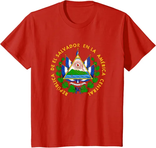 Vista 3 de Escudo de armas de El Salvador Salvadoran Distressed Design T-Shirt