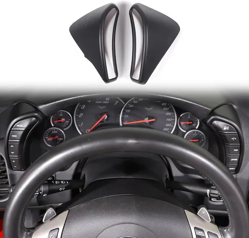 Vista 9 de Cubierta de botón de salpicadero Compatible con Chevy Corvette C6 2005-2013, marco de borde del velocímetro Cubierta de ribete de accesorios Rojo