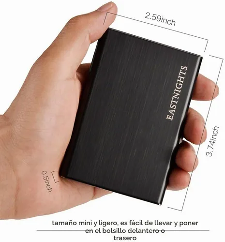 Vista 4 de Soporte para tarjetas de crédito con bloqueo RFID, billetera protectora de acero inoxidable para tarjetas de crédito, carteras de metal para mujeres