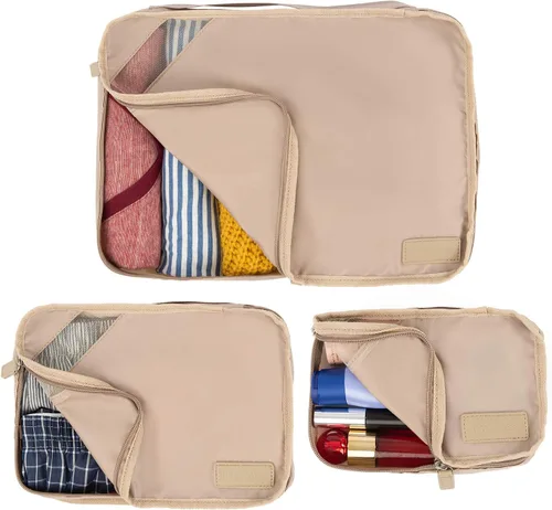 Vista 4 de Travelpro Essentials - Juego de 3 cubos de embalaje (pequeñomediano), Caqui, Essentials - Cubos de embalaje