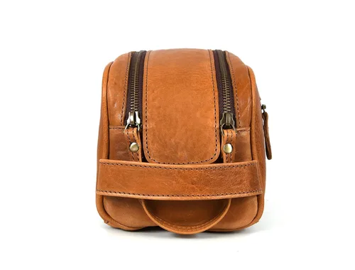 Vista 7 de Leather Toiletry Travel Pouch Leather Waterproof Dopp Kit By Aaron Leather Goods