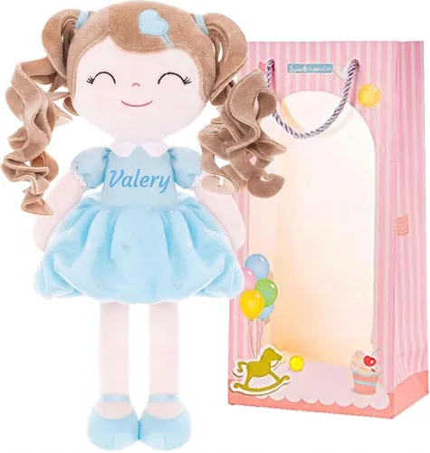 Vista 6 de Gloveleya Muñeca rizada personalizada con tu nombre – Bonita muñeca de felpa suave rosa personalizada para niñas, regalo personalizado