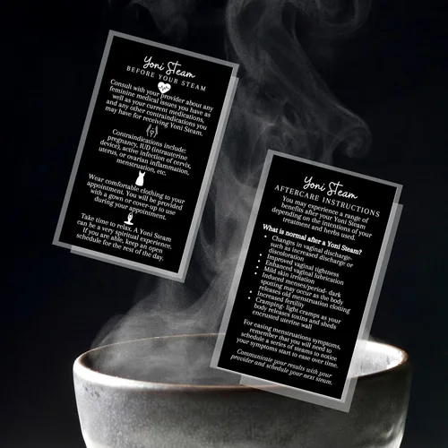 Vista 6 de Boutique Marketing LLC Yoni Steam - Tarjetas de instrucciones para el cuidado posterior al vapor, paquete de 50, tamaño de tarjeta de visita de 2 x