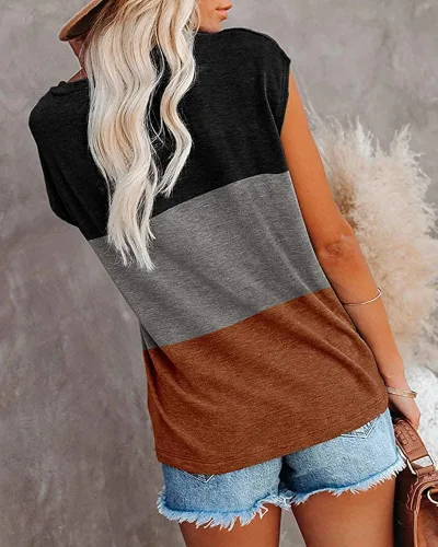 Vista 3 de NANYUAYA - Blusas de verano para mujer camisetas básicas holgadas de manga corta lisas de estilo informal y con bolsillo