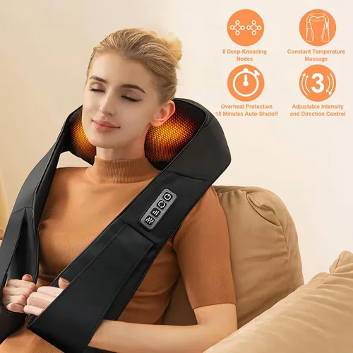 Vista 4 de Regalos de Elefante Blanco para Adultos, Masajeador de Cuello, Regalos de Navidad para Mujeres y Hombres - Masajeador Shiatsu de Espalda y Cuello