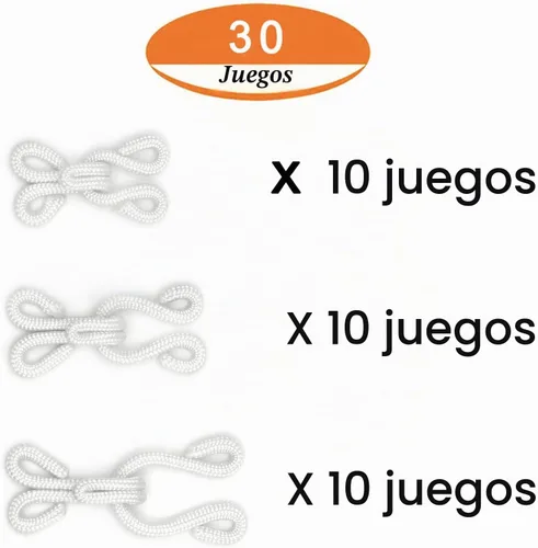 Vista 3 de Gancho cubierto y costura de ojal, 30 juegos de cierres de gancho