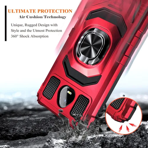 Vista 4 de Funda diseñada para Schok Volt SV55 con protector de pantalla [vidrio templado], funda protectora a prueba de golpes [grado militar] con soporte