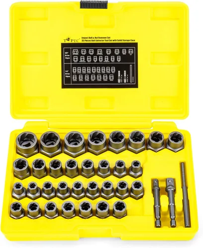 Vista 10 de Topec Juego de extractor de pernos de alta resistencia de 5 piezas, juego de extractor de impacto de 1/2 pulgada, kit de herramientas perfecto