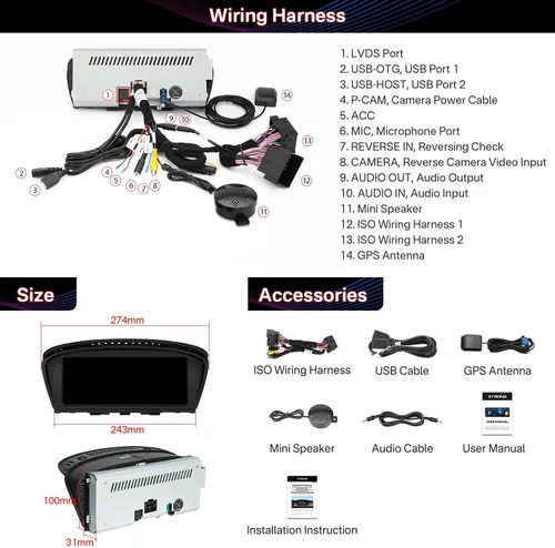 Vista 9 de XTRONS Estéreo de coche Android de 8.8 pulgadas para BMW Serie 3 E90-E93/5 Series E60 E61 M5 (2005-2008) Sistema CCC, pantalla táctil IPS 2+64GB