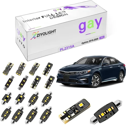 Vista 8 de Kit de luz interior LED para Kia Optima 2011-2015 paquete de repuesto de bombillas de cúpula, accesorios de luces LED blancas de xenón de 6000 K +