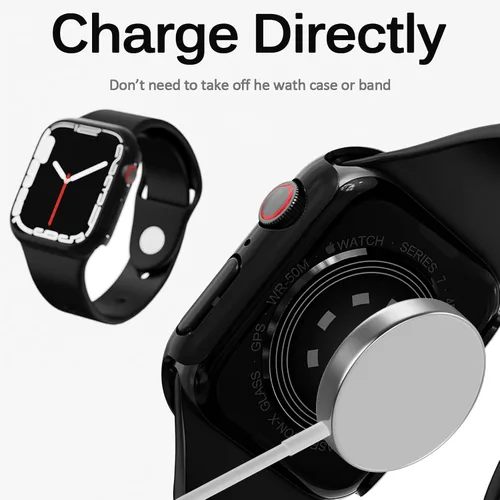 Vista 7 de Miimall Funda compatible con Apple Watch de 1.614 pulgadas para mujeres y hombres, de PC, ligera, a prueba de golpes, para Apple Watch de 1.614 Negro