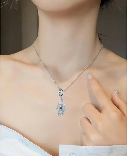 Vista 6 de NARTGO Amuleto de mano Hamsa de mal de ojo azul de buena suerte, compatible con pulseras Pandora