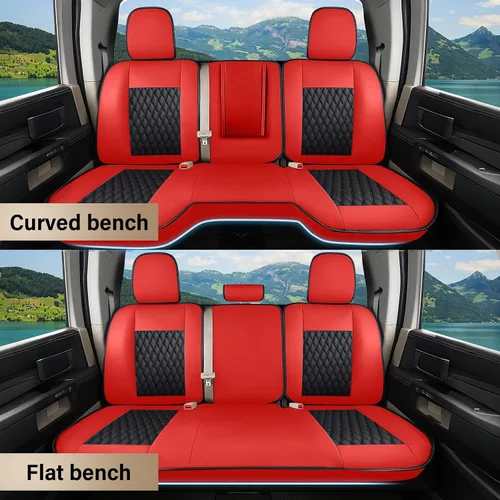 Vista 86 de Coverado Juego completo de fundas de asiento de ajuste personalizado para Chevy Silverado/GMC Sierra 2014-2018 1500, 2015-2019 2500HD 3500HD Negro