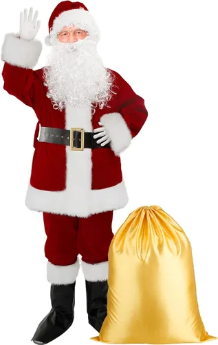 Vista 9 de SHEJIZE Mens Santa Claus Costume Adult Christmas Santa Claus Costume Santa Suit
