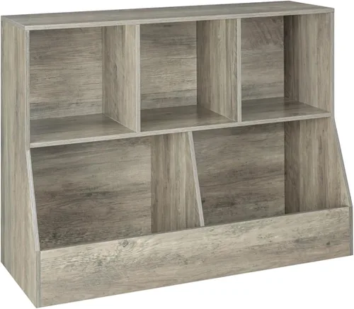 Vista 19 de DINZI LVJ Organizador de almacenamiento para juguetes, estantería para niños, gabinete de almacenamiento de juguetes de madera, estantería