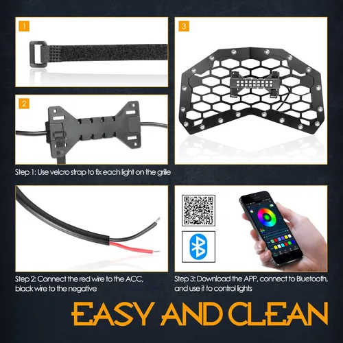 Vista 7 de Nirider - Kit de luces LED RGB para rejilla de raptor, luces estroboscópicas, luces subterráneas, luces de roca para camioneta Ford Raptor Tacoma