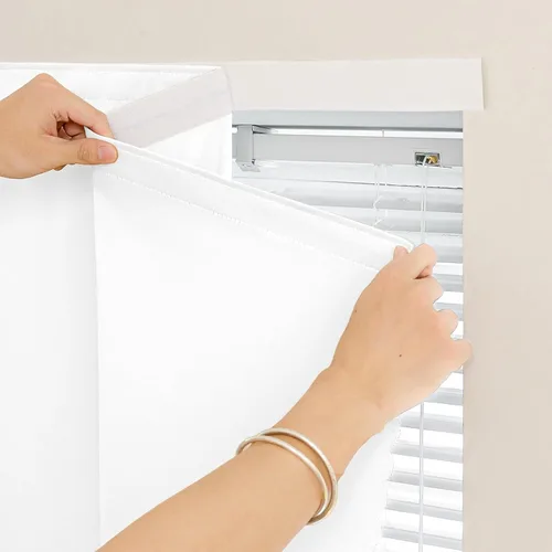 Vista 26 de Jilron - Cintas mágicas adhesivas para cortinas opacas sin necesidad de perforación, cortinas adhesivas sin barra para ventanas pequeñas
