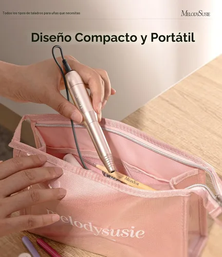Vista 3 de MelodySusie - Kit de torno eléctrico PC120I negro con lima portátil para uñas de gel y acrílico, incluye fresas, bandas de limado, dorado