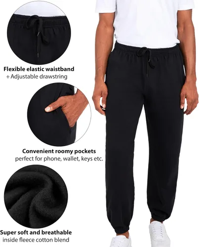 Vista 4 de Andrew Scott Pantalones deportivos de forro polar para hombre, paquete múltiple, pantalones deportivos de ajuste holgado para entrenamiento, correr