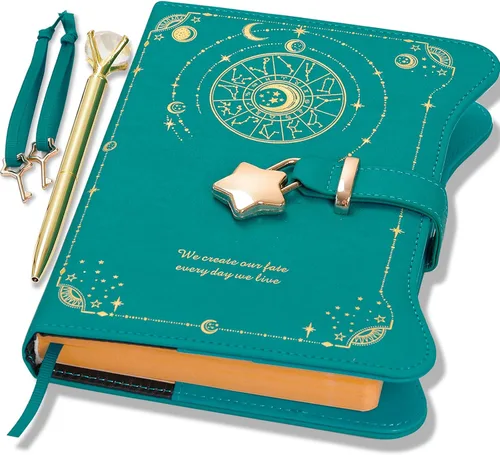 Vista 11 de Hoci Poci Agenda con candado y llaves para niñas, ideas de regalo para niñas, diario de 360 páginas con bordes dorados para mujeres, cuaderno