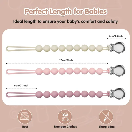 Vista 7 de Clips para chupetes para bebé niña niño, soporte de silicona para chupetes MAM, artículos esenciales para bebés recién nacidos, regalo para Baby
