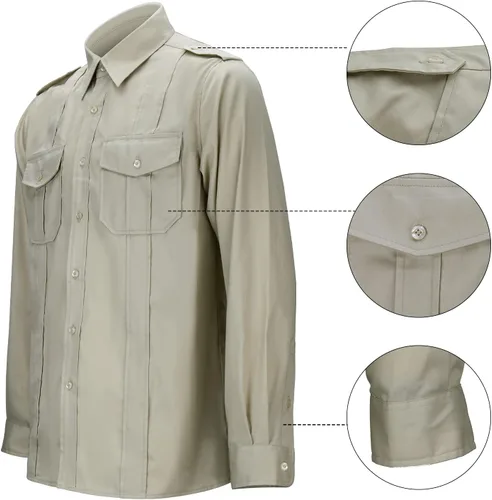 Vista 4 de Camisa de aventura para hombre Jones Jr., camisa de los Raiders Safari disfraz Dr. Henry Tops con bolsillos Halloween Cosplay traje