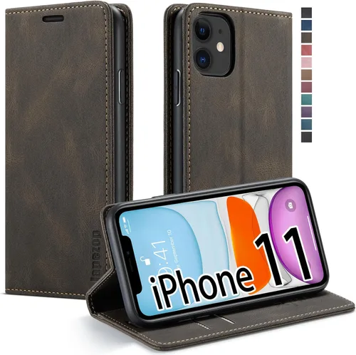 Vista 16 de japezop Funda para iPhone 11 Pro, iPhone 11 Pro funda tipo cartera para mujeres u hombres con [bloqueo RFID] soporte para tarjetas de crédito, funda