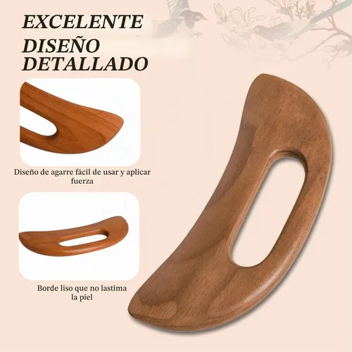 Vista 2 de Masajeador de celulitis de madera, herramienta de guasha corporal, masajeador de drenaje linfático, raspador muscular, herramienta de masaje